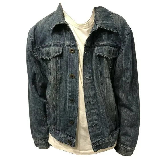 Vintage 70s Pinstripe Denim Jacket - Sentico the Legendary Jean Jacket Size: M - Picture 2 of 7